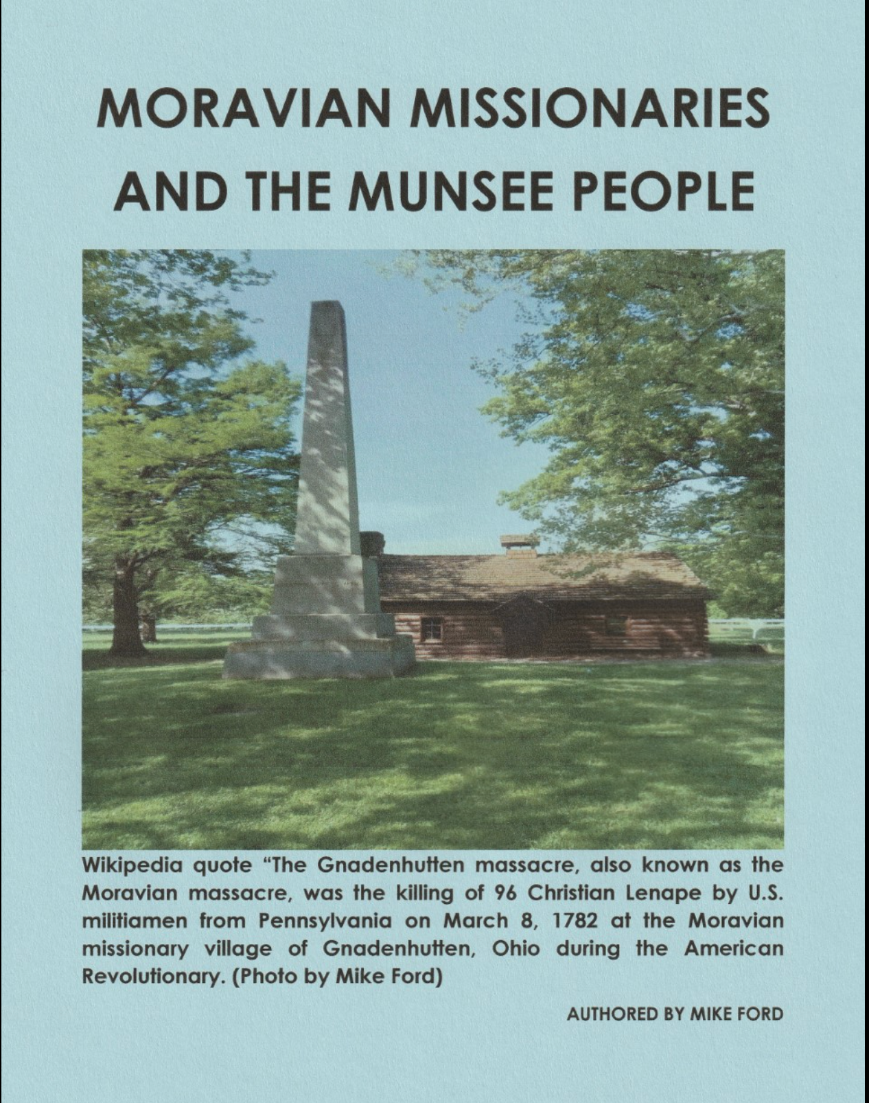 Moravian Missionaries and the Munsee People Camp Chippewa A